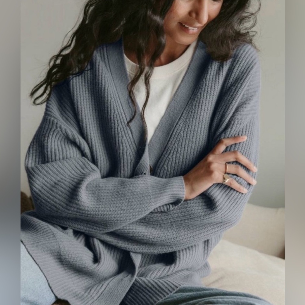 RARE Jenni Kayne Cashmere Cocoon Cardigan Dusty Blue XXS